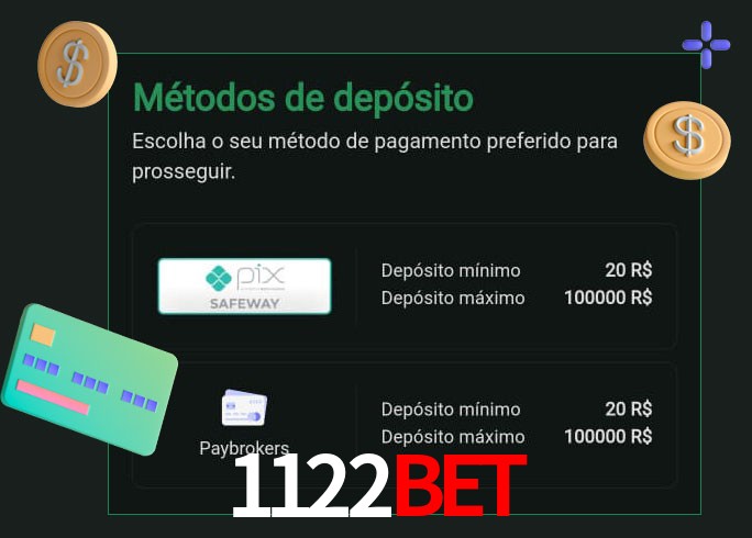 O cassino 1122bet oferece uma grande variedade de métodos de pagamento